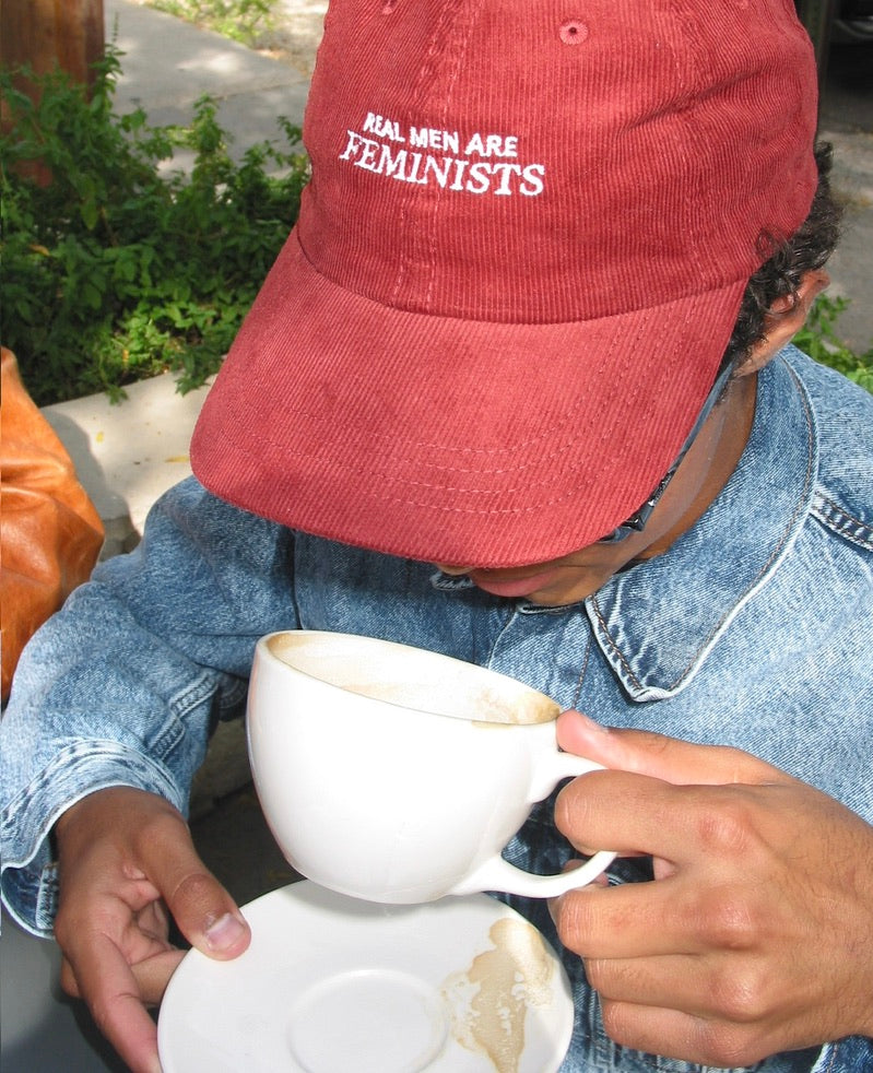 Embroidered "Real Men Are Feminists" Corduroy Cap
