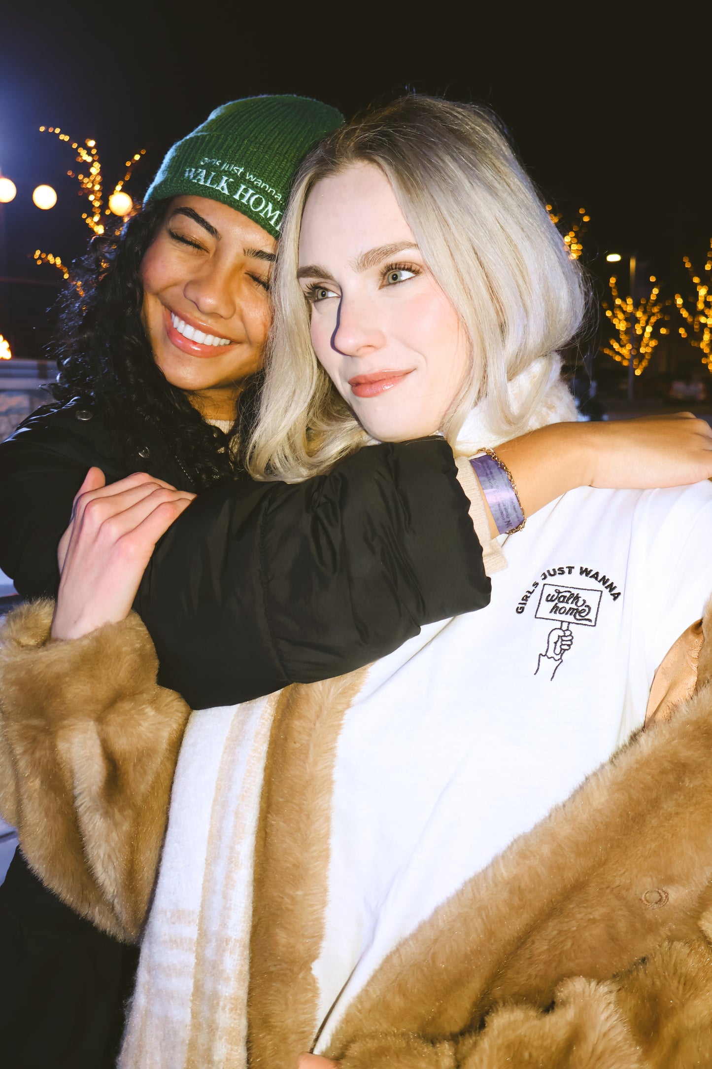 Embroidered "Girls Just Wanna… Walk Home" Protest Sign Medium Crop Tee