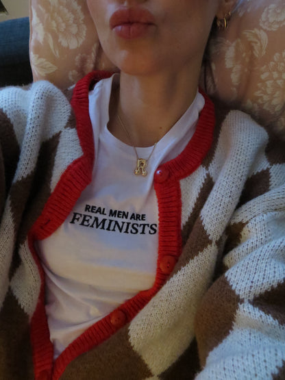 "Real Men Are Feminists" Medium Crop Tee