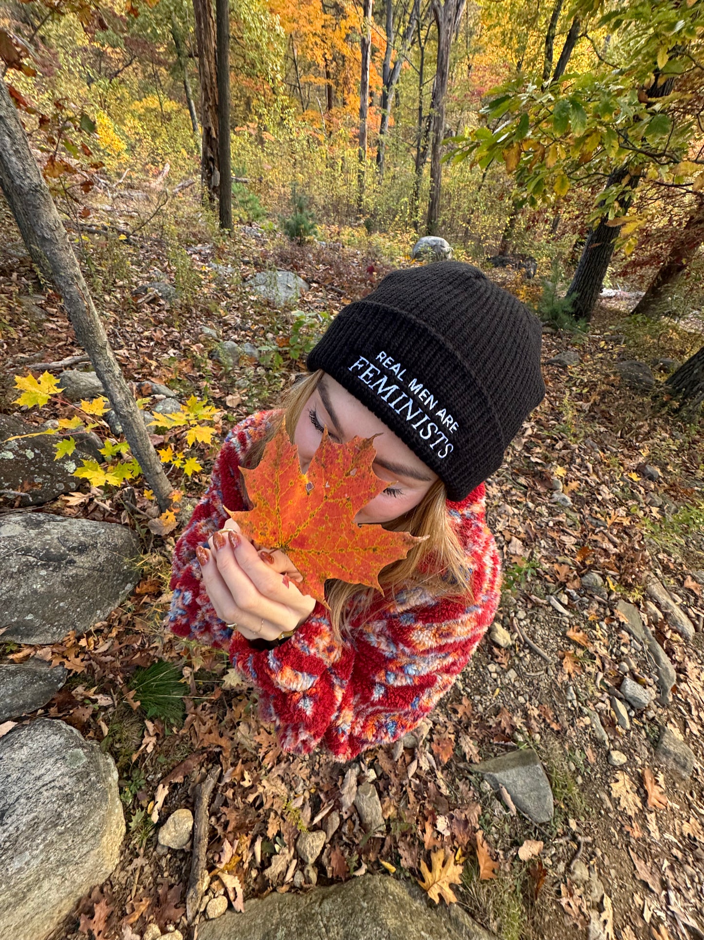 Embroidered "Real Men Are Feminists" Fisherman Beanie