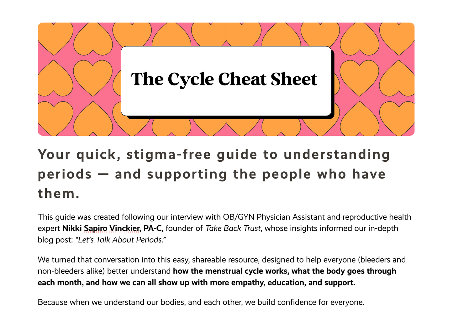 The Cycle Cheat Sheet