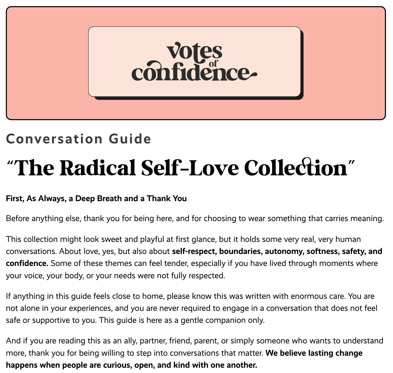 "The Radical Self-Love Collection" Conversation Guide