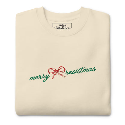 Embroidered "Merry Resistmas" Crew Bow