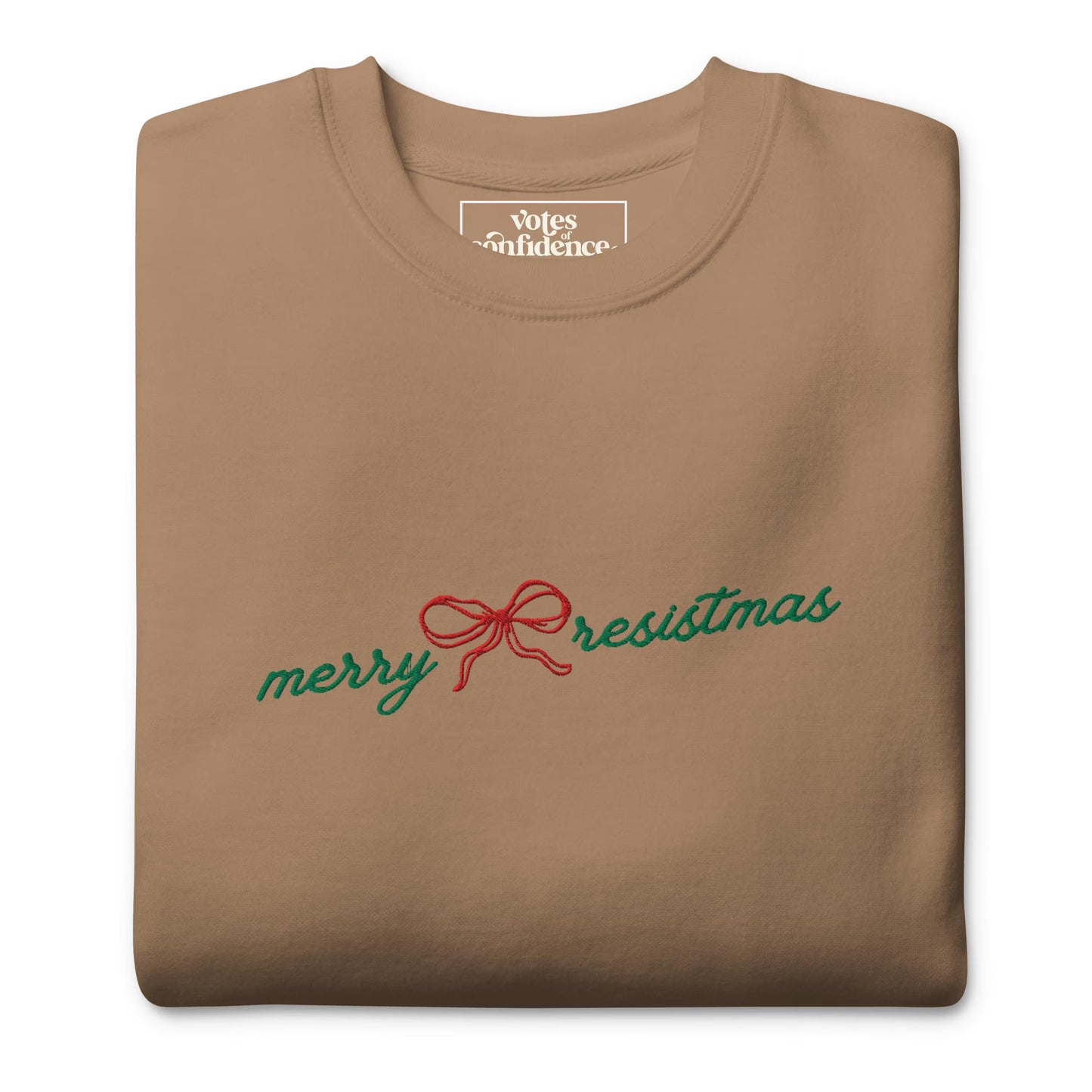 Embroidered "Merry Resistmas" Crew Bow